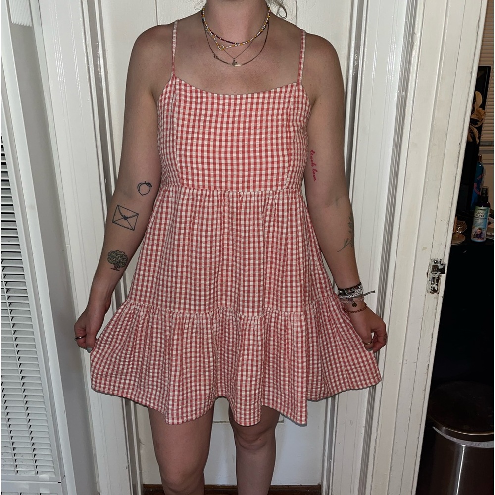 Red Gingham Ruffle Dress